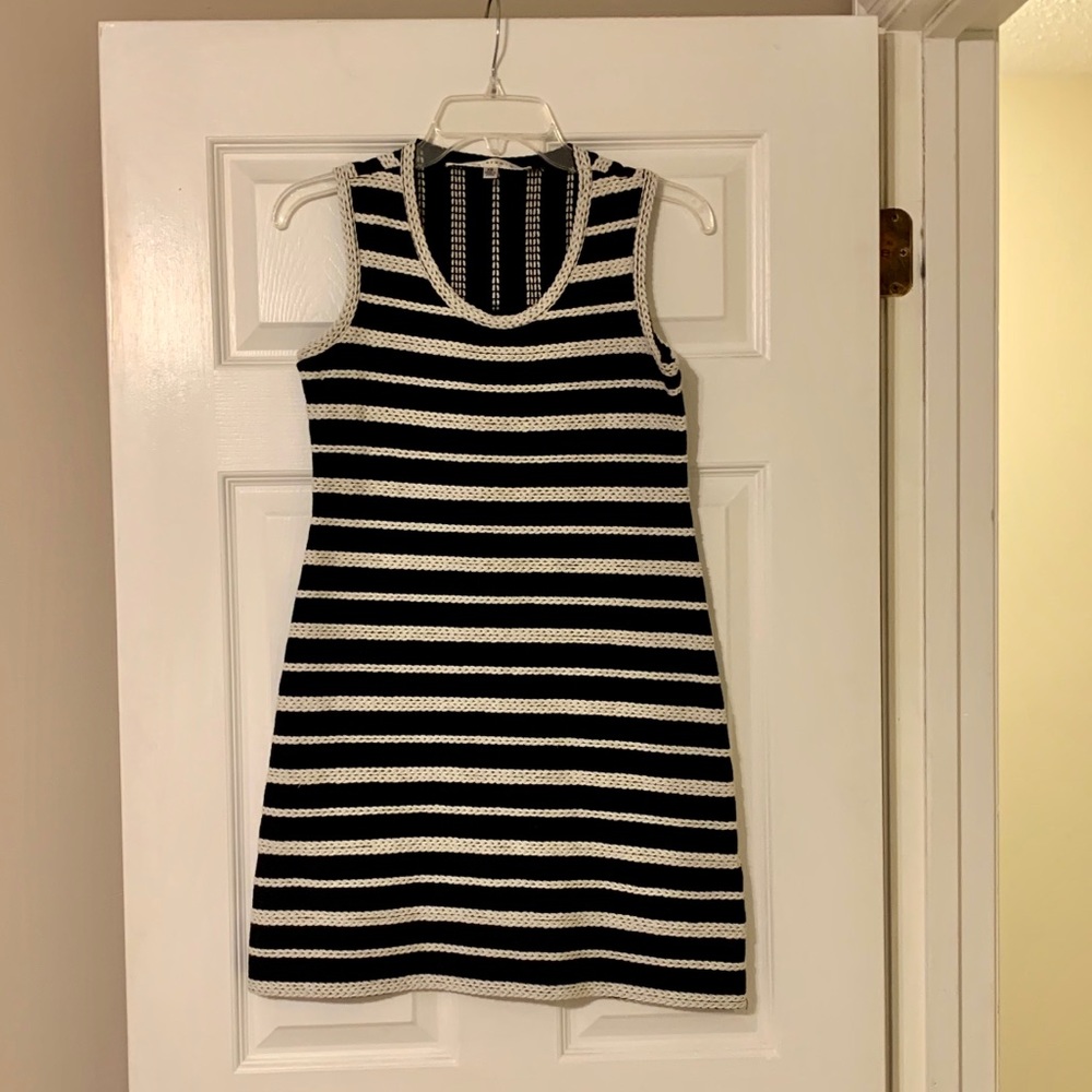 XS Max Studio Black White Nautical Textured Dress
